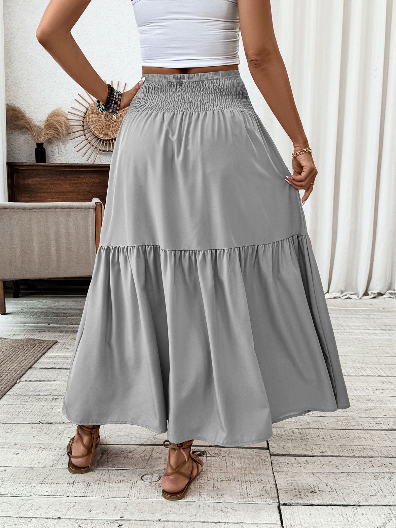 Smocked Waist Tiered Skirt