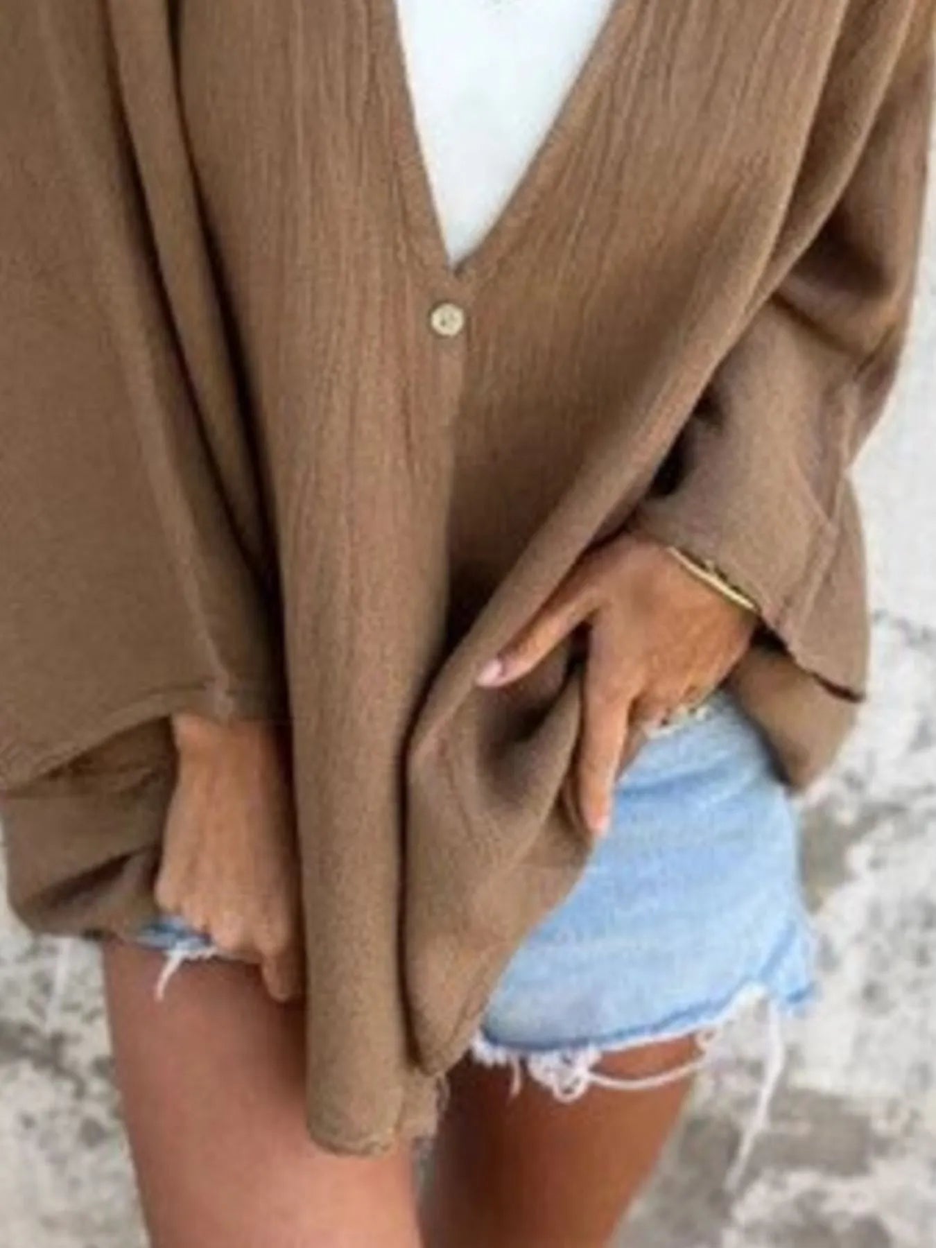Full Size Oversized Button-Up Cardigan Plus Size