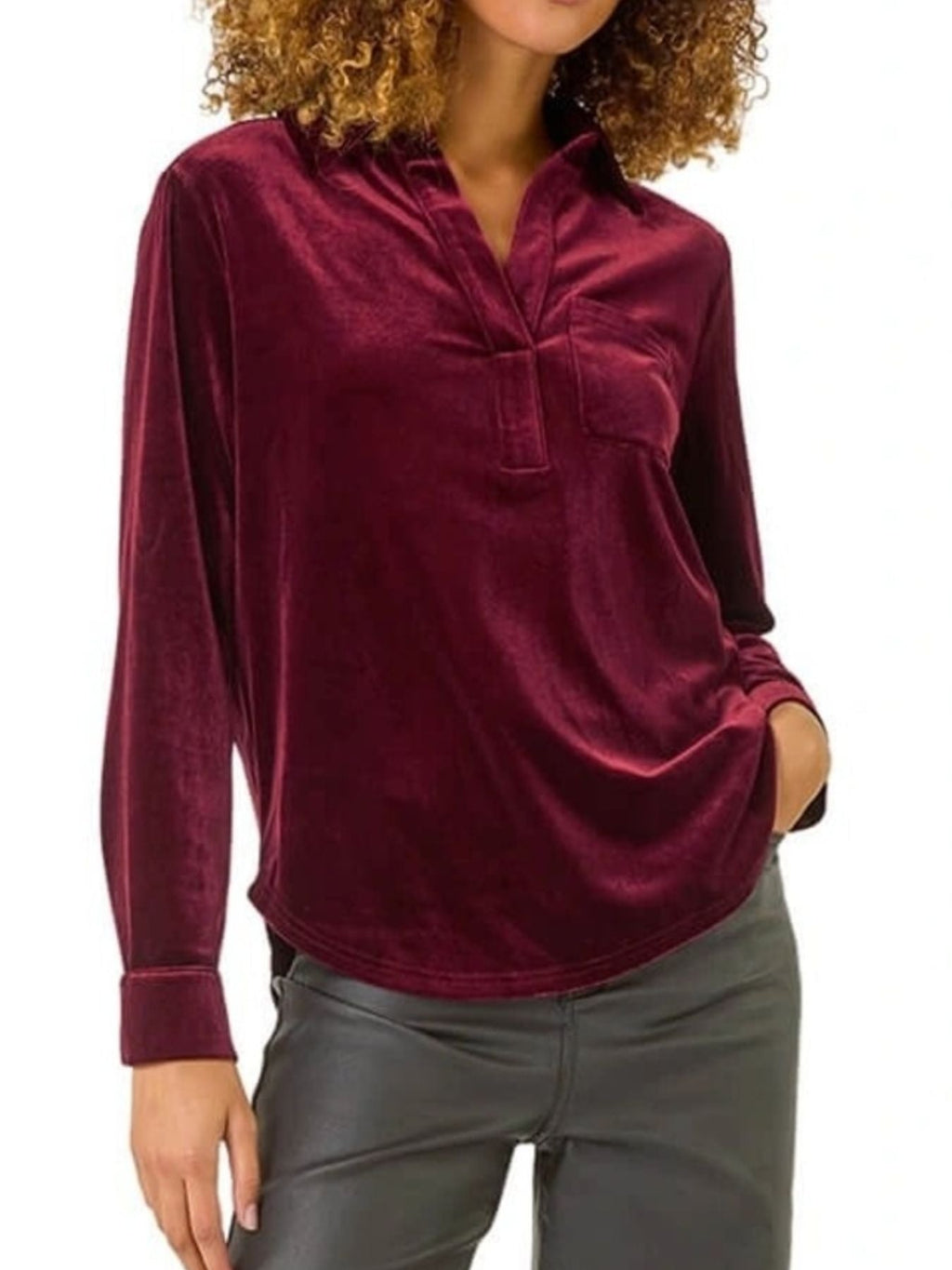Velvet Long Sleeve Blouse