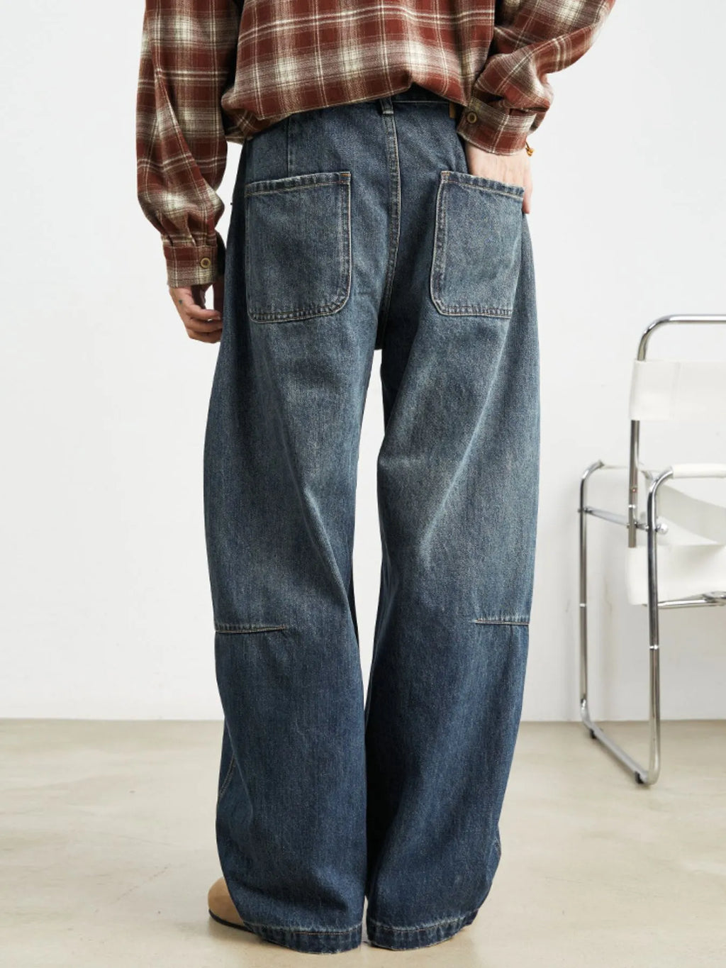 Men's Relaxed Fit Drawstring Wash Jeans