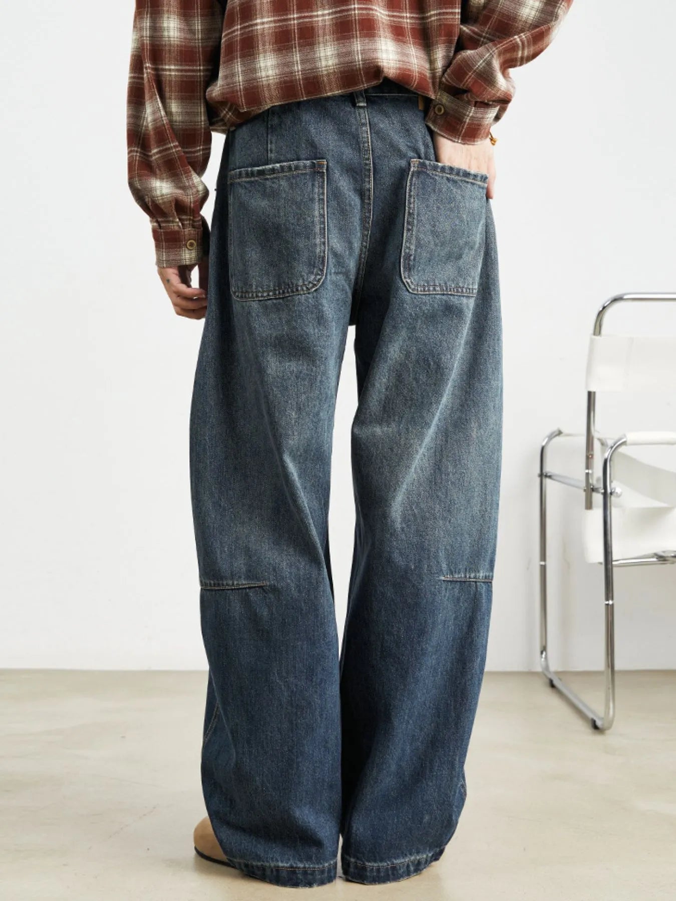 Men's Relaxed Fit Drawstring Wash Jeans