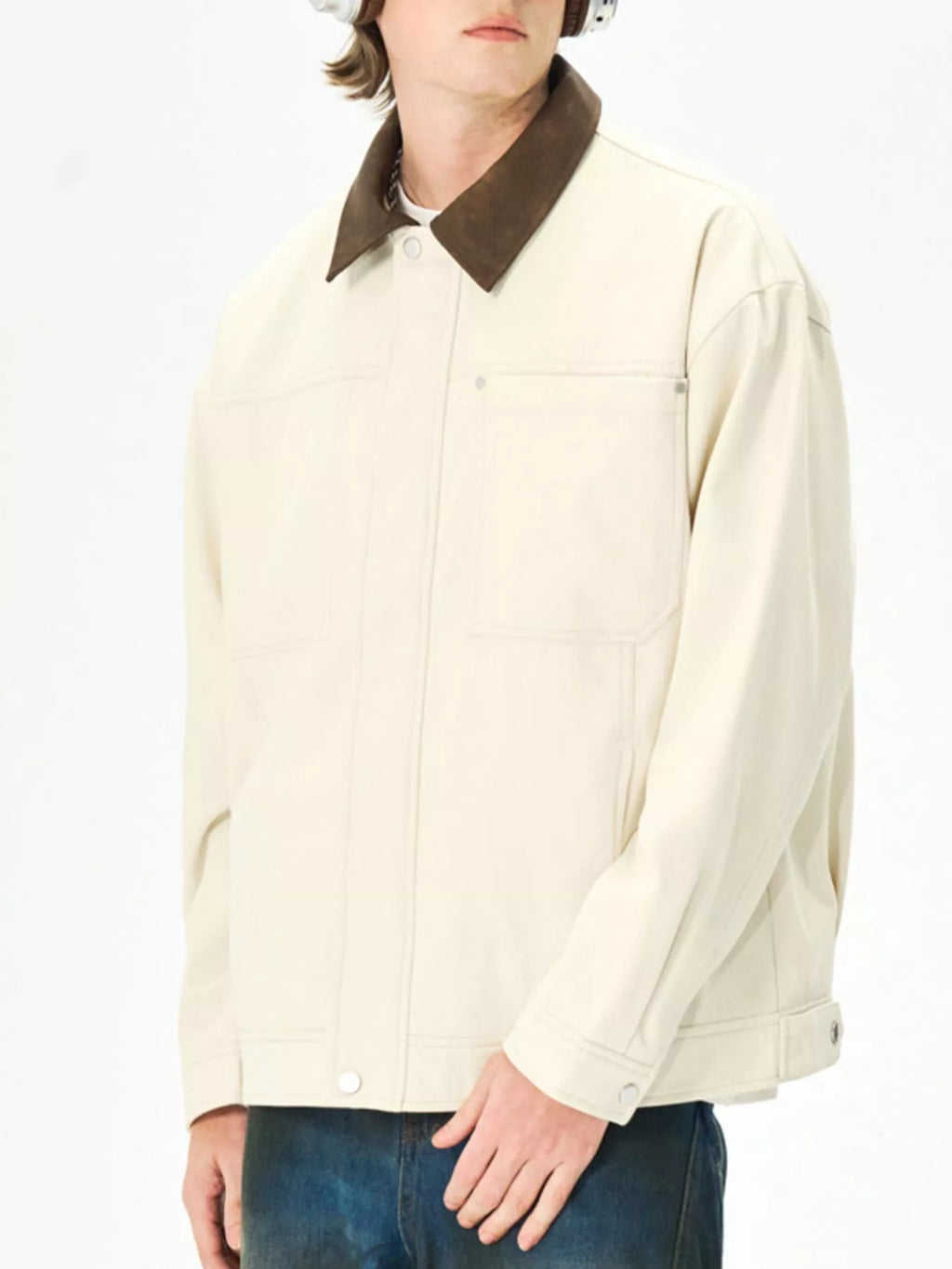 Men's Plus Size Snap Down Long Sleeve Jacket