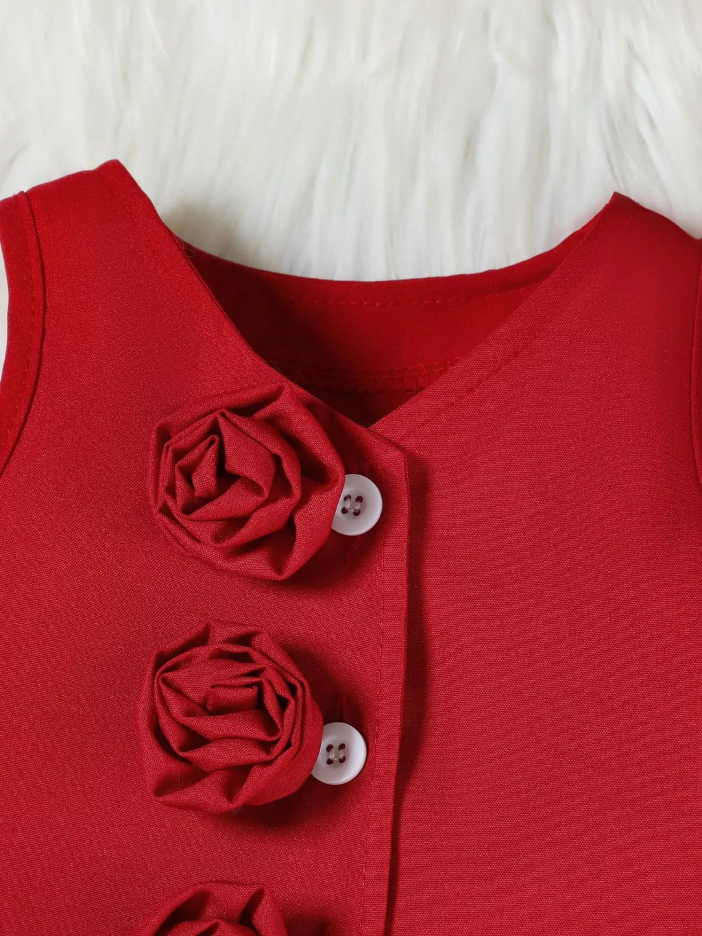 Children's Floral Decor Vest & Pleated Skirt Set