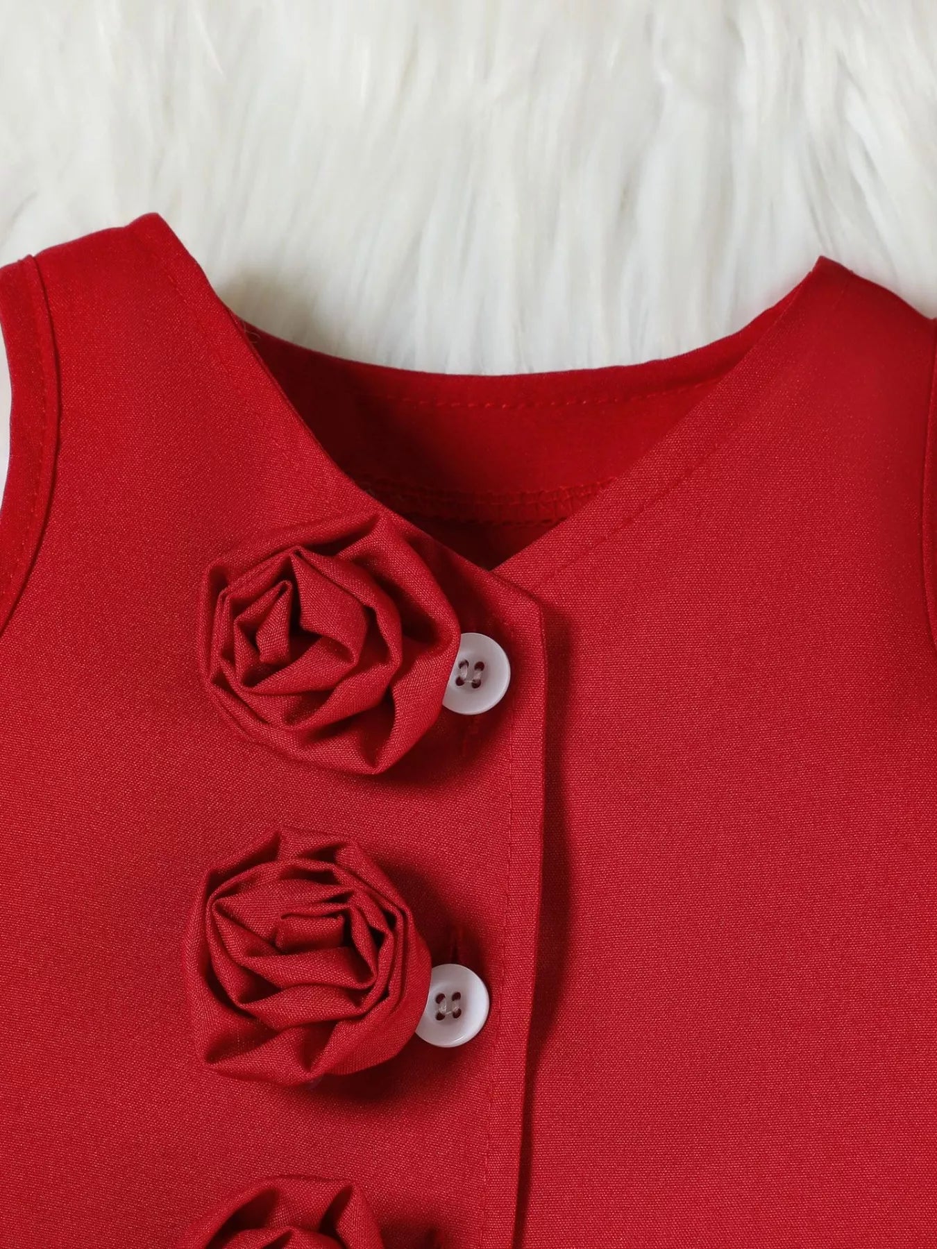 Children's Floral Decor Vest & Pleated Skirt Set