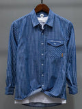 Men's Plus Size Striped Button Up Long Sleeve Shirt