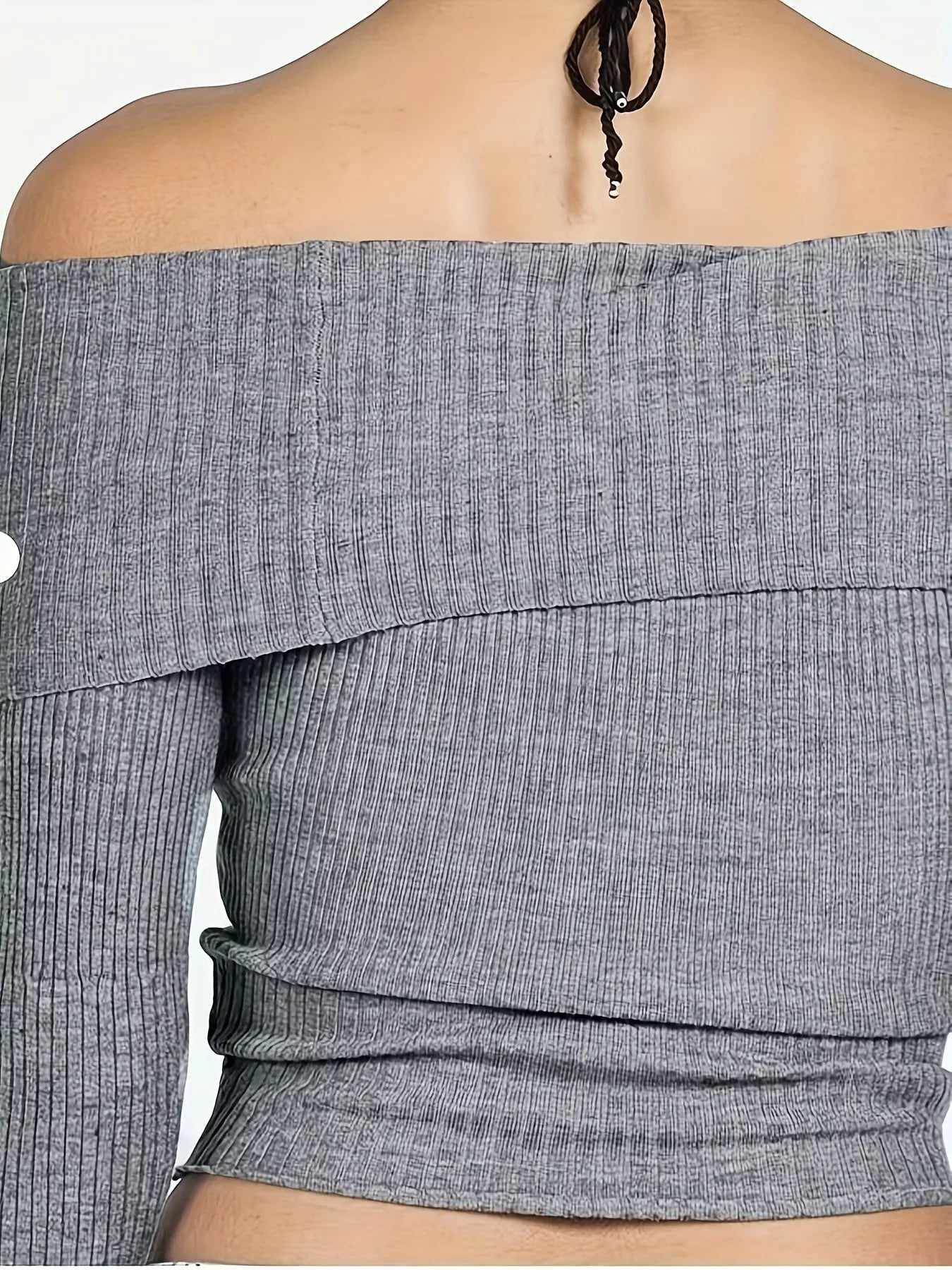 Off-Shoulder Ribbed Knit Sweater