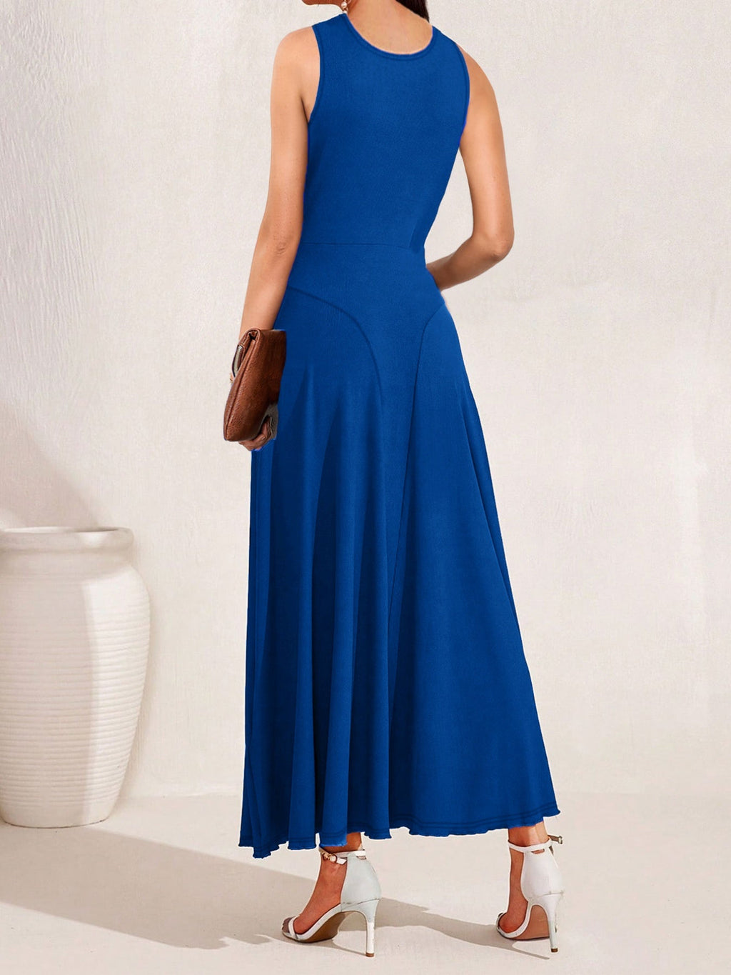 Crisscross Halter Neck A-Line Midi Dress