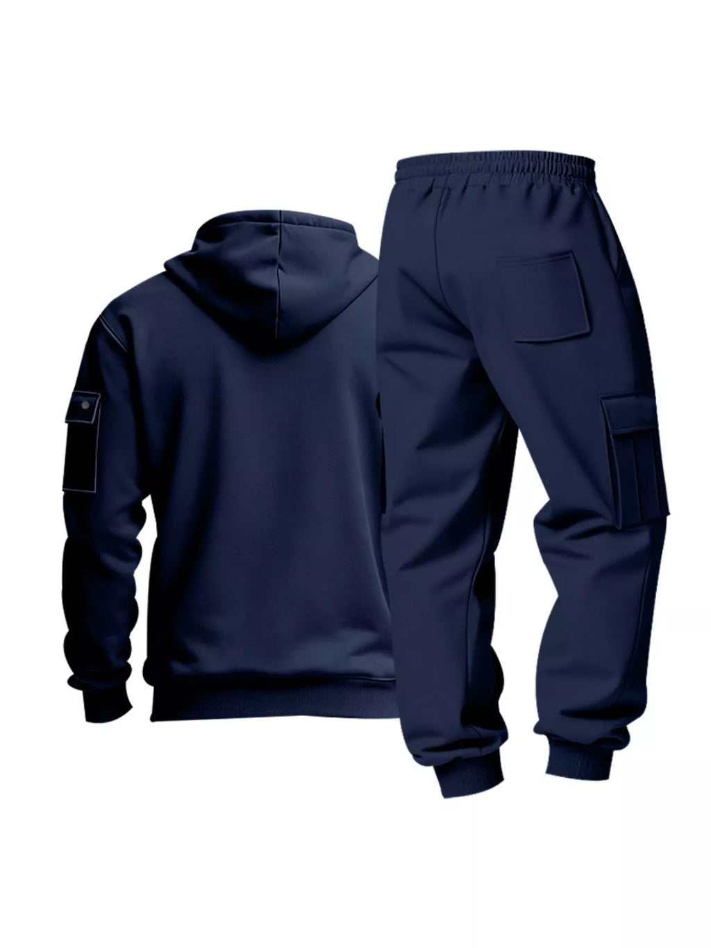 Men's Full Size Half Zip Hoodie and Cargo Pants Set Plus Size