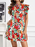 Floral Ruffle Sleeve Summer Dress