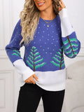 Tree Pattern Round Neck Sweater