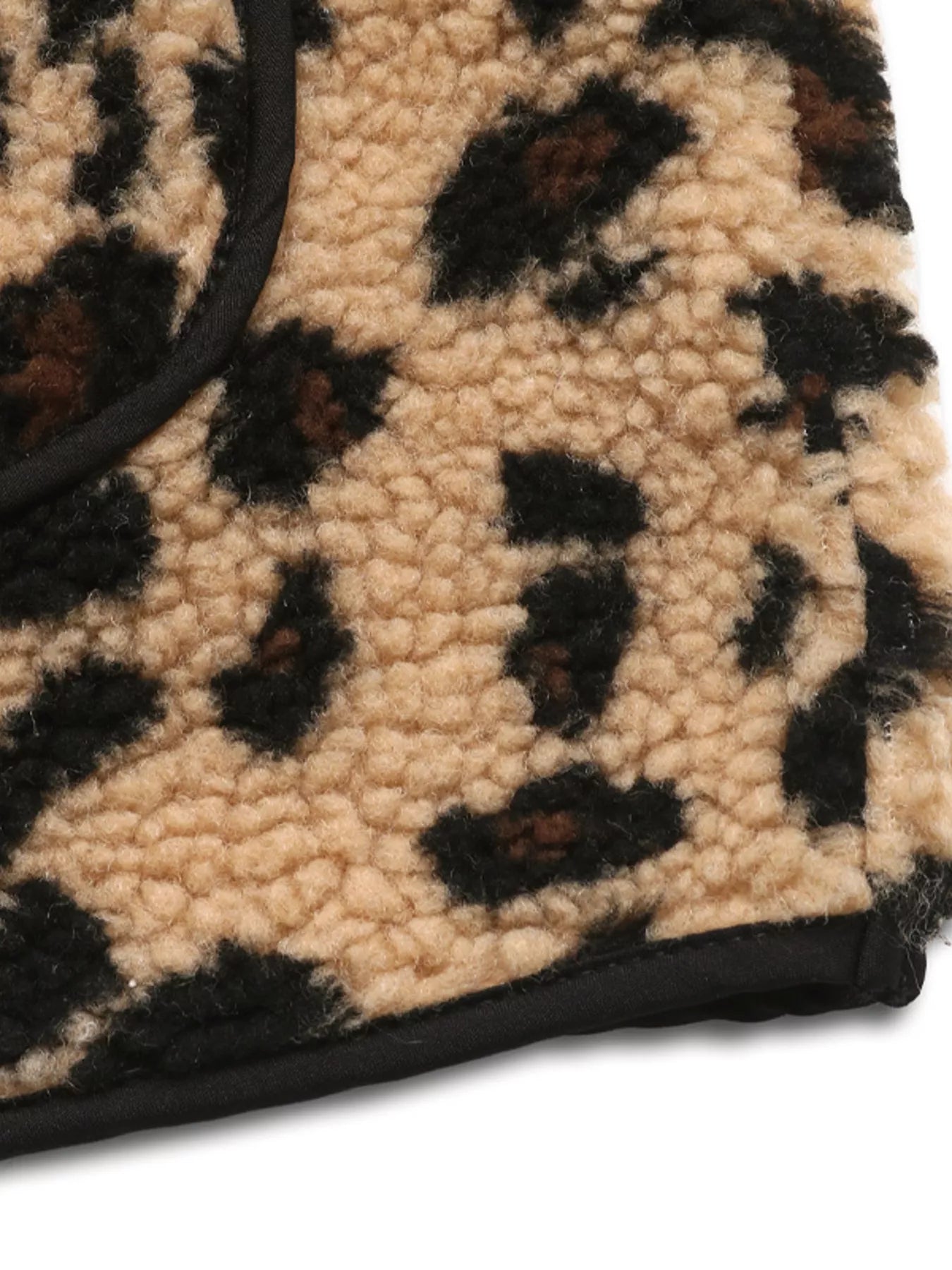 Leopard Fleece Vest Coat with Pockets