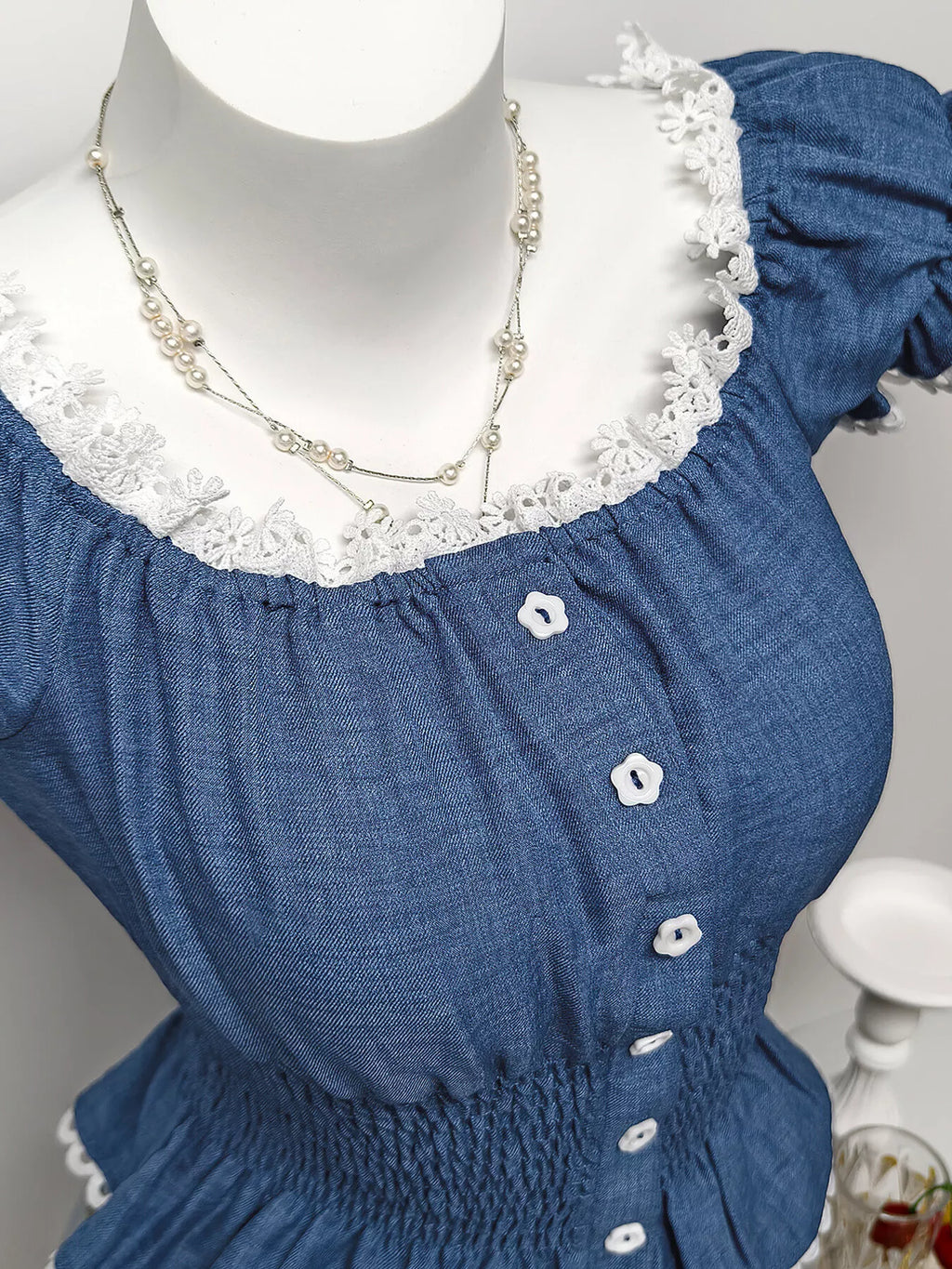 Smocked Short Sleeve Blouse