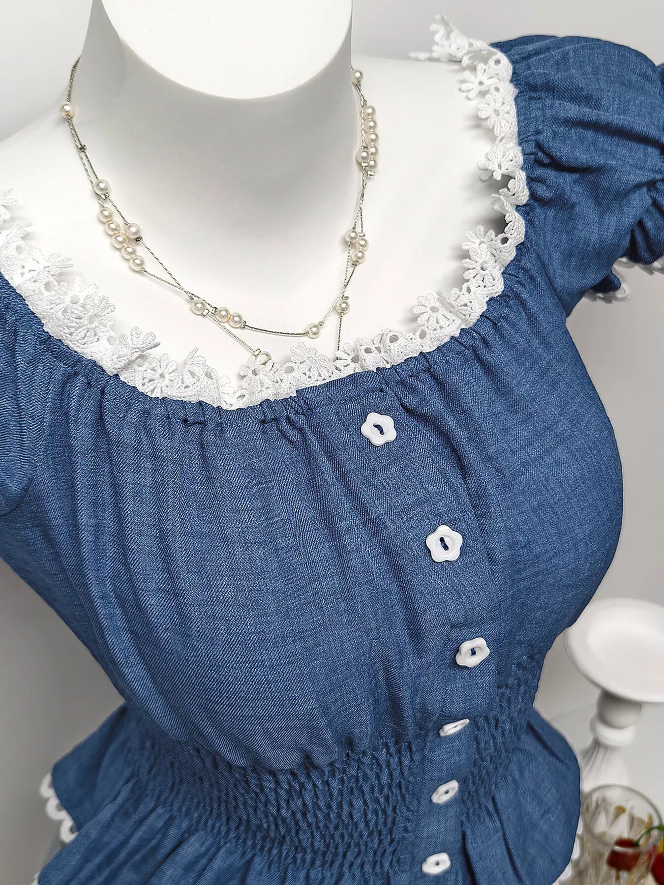 Smocked Short Sleeve Blouse