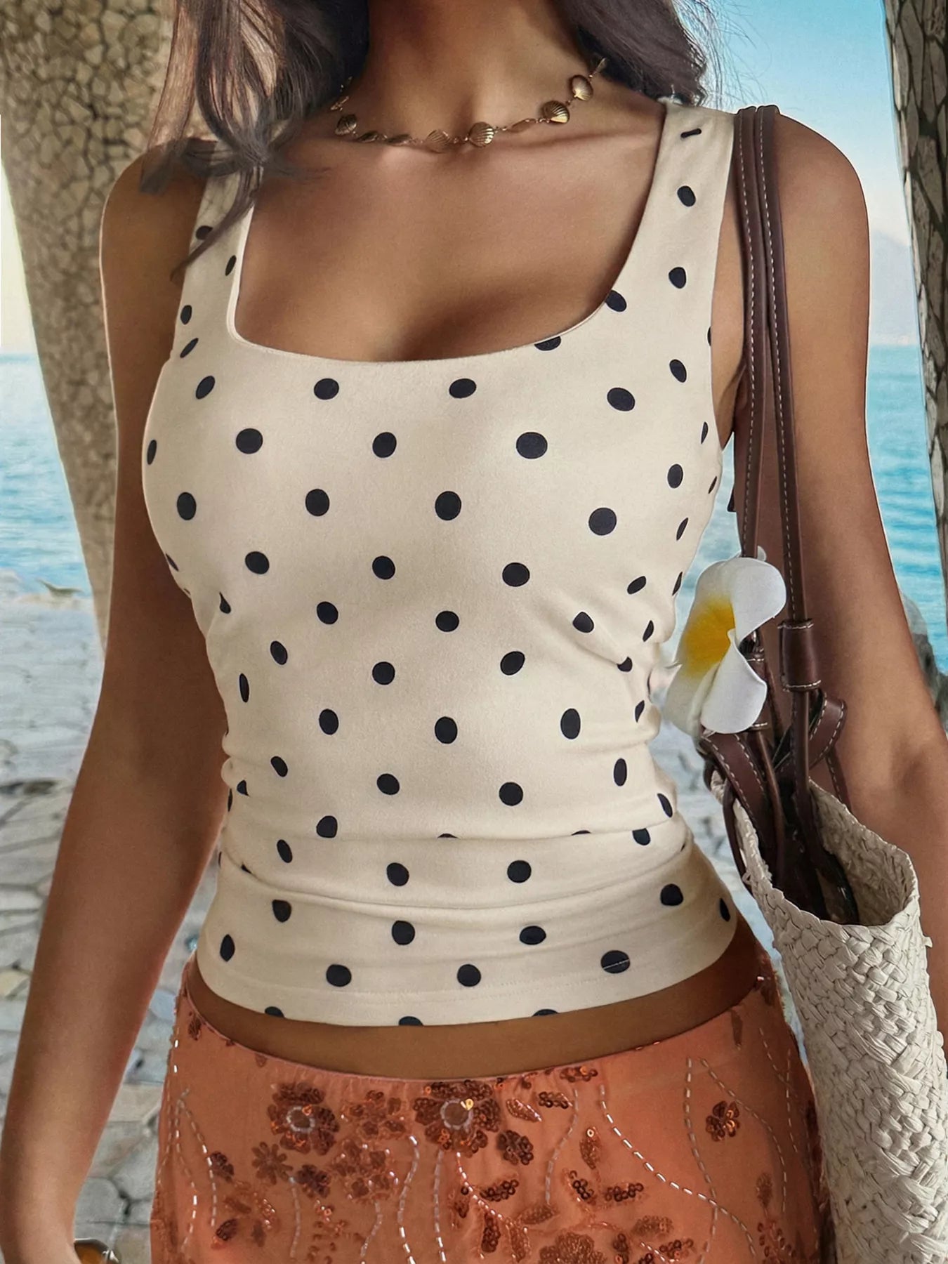 Polka Dot Scoop Neck Tank