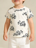 Children's Cartoon Excavator Print Short Sleeve T-Shirt
