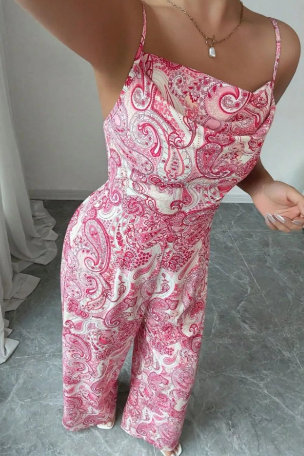Paisley Print Wide Leg Jumpsuit