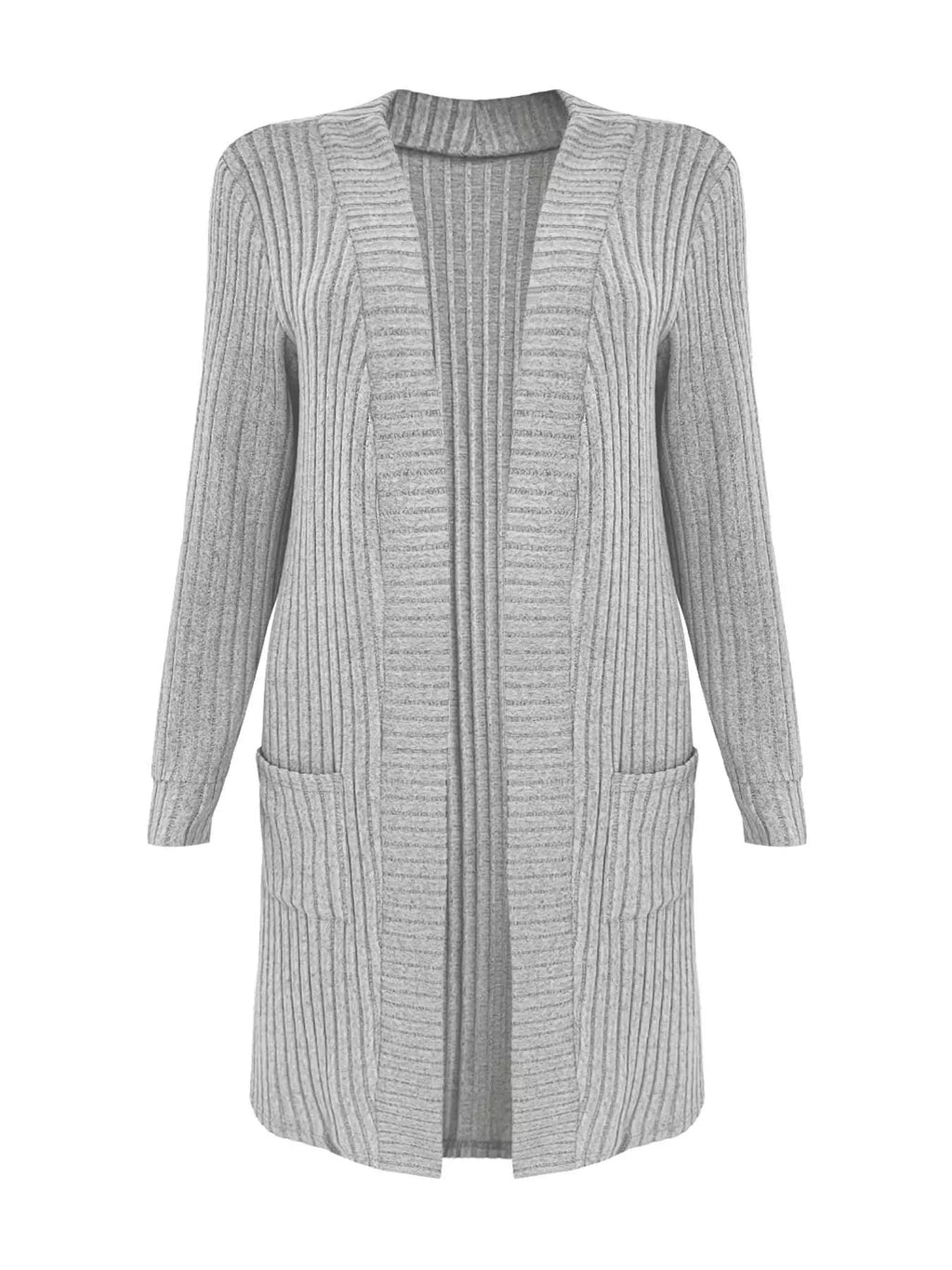 Ribbed Knit Open Front Cardigan