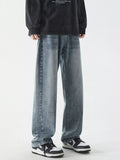 Men's Full Size Vintage Wash Wide Leg Jeans Plus Size