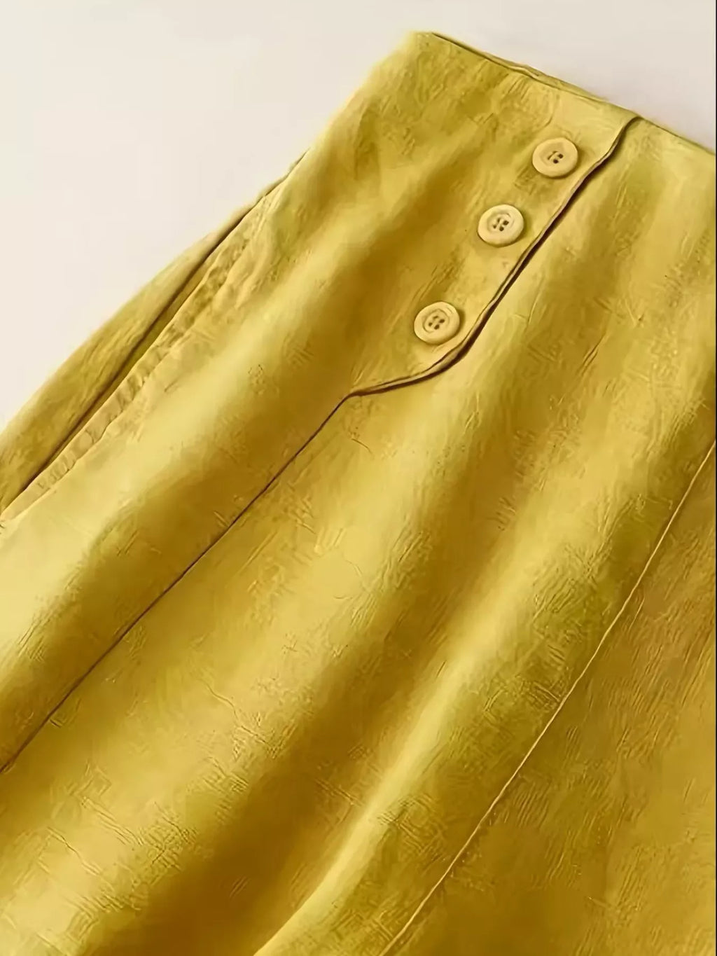 Wide-Leg Button-Decorated Pants