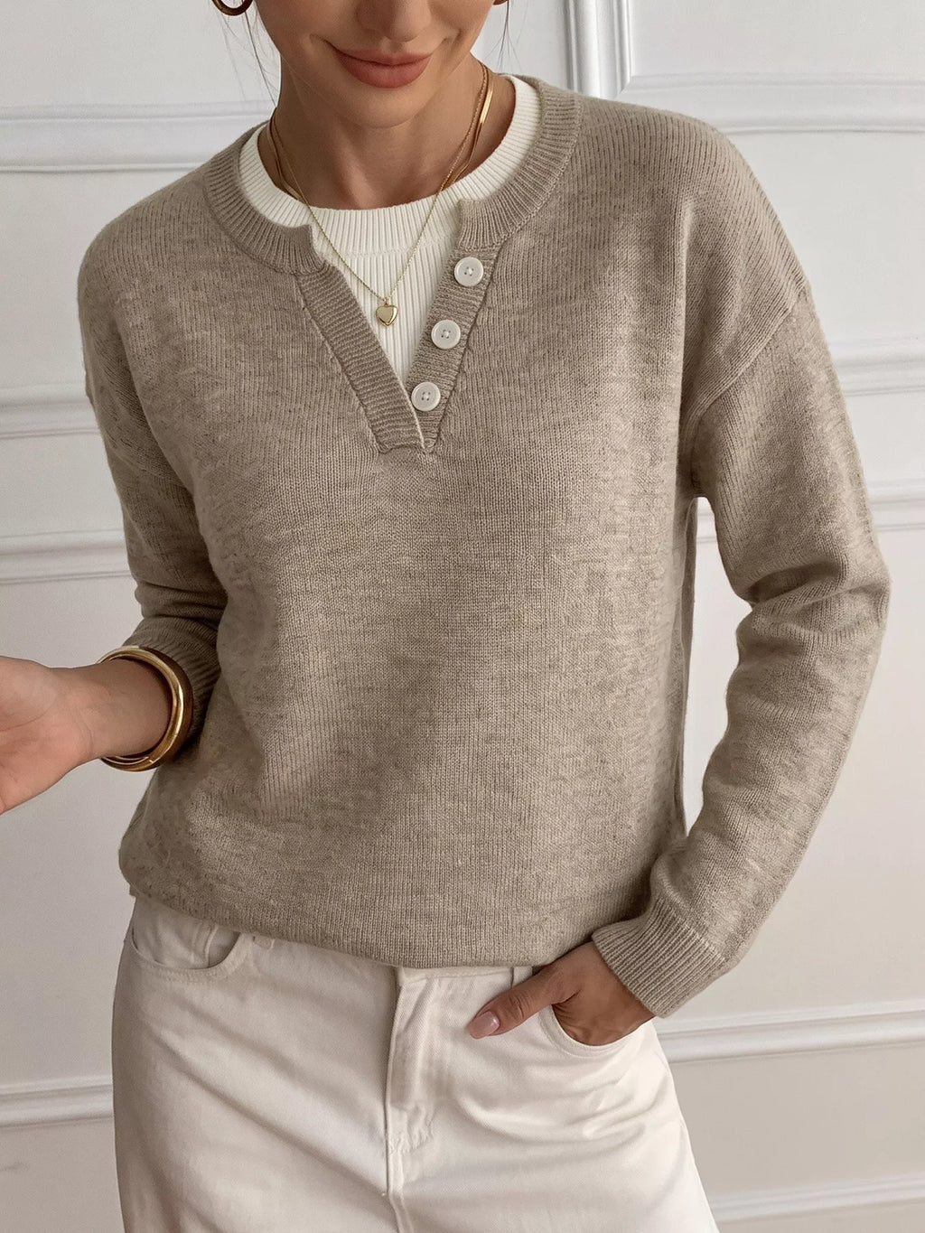 Dropped Shoulder Long Sleeve Sweater
