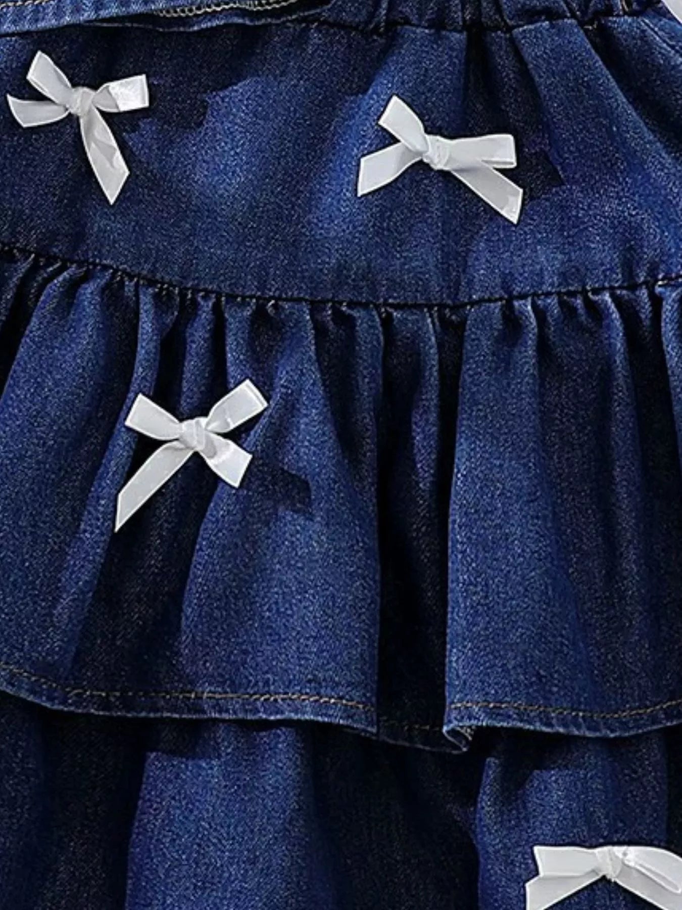 Children's Button UP Vest and Skirt Denim Set