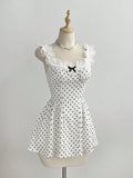 Polka Dot Lace Trim Mini Dress