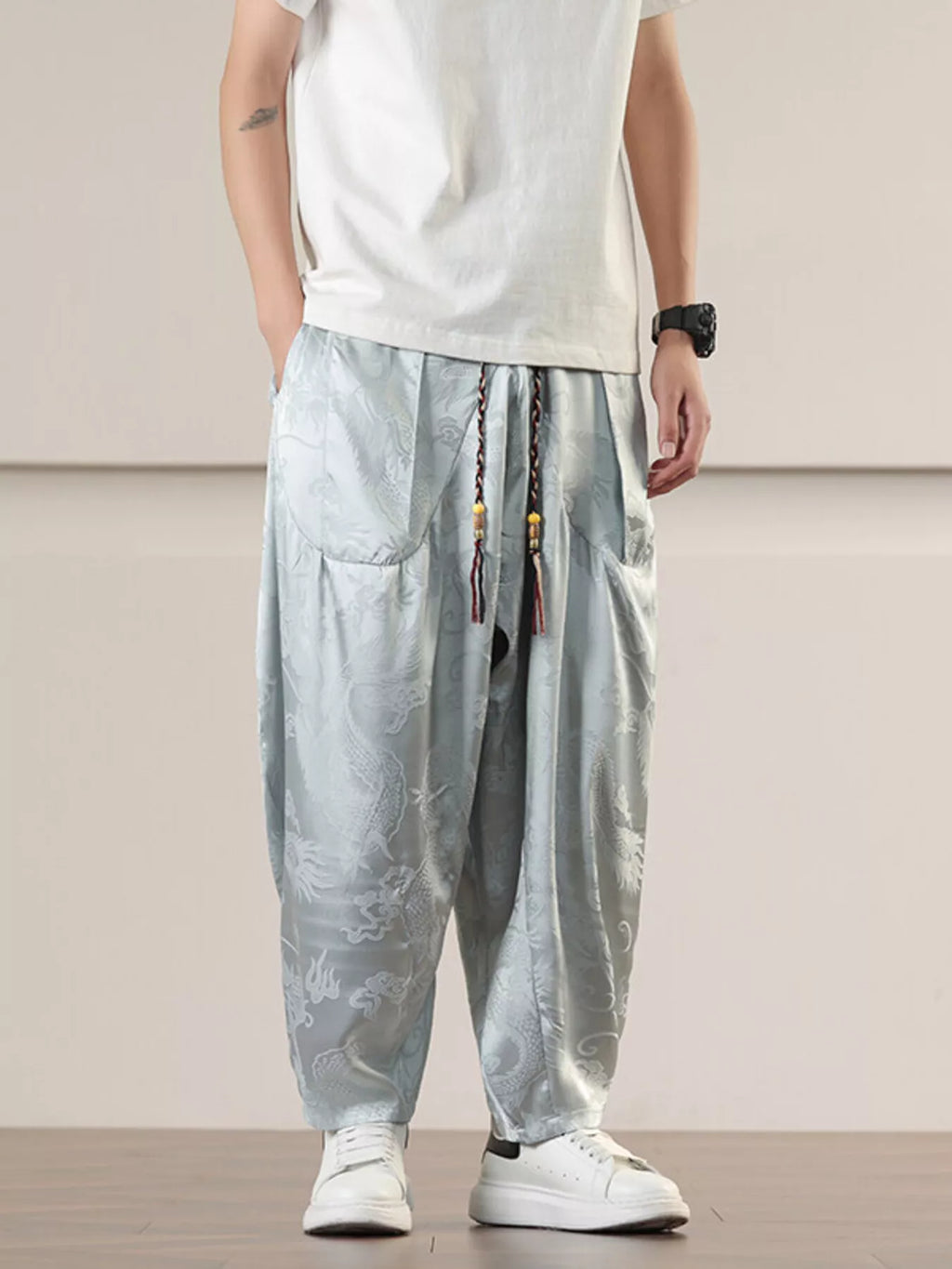 Men's Plus Size Dragon Pattern Harem Pants