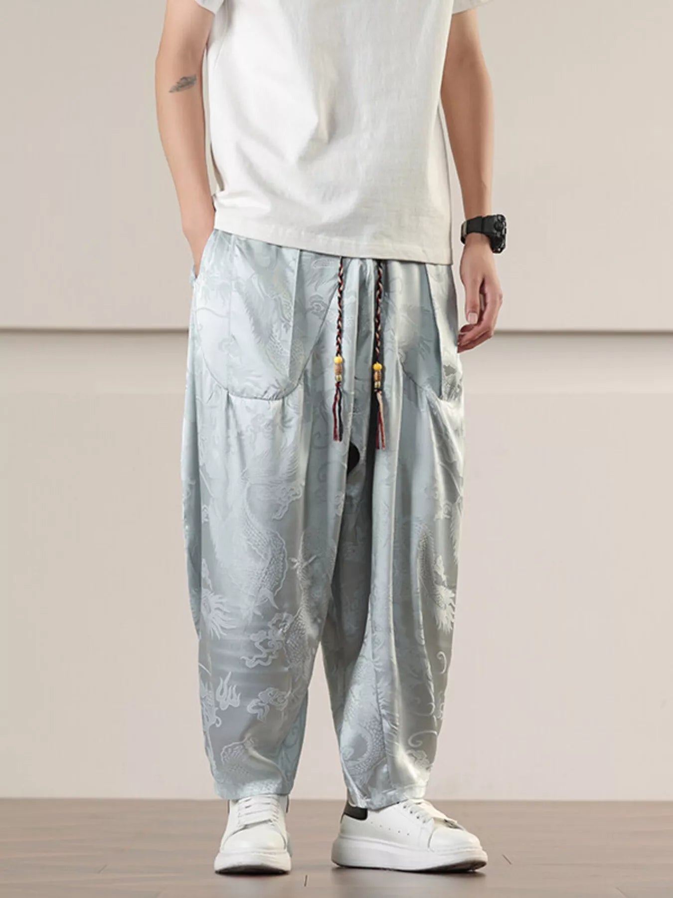 Men's Plus Size Dragon Pattern Harem Pants