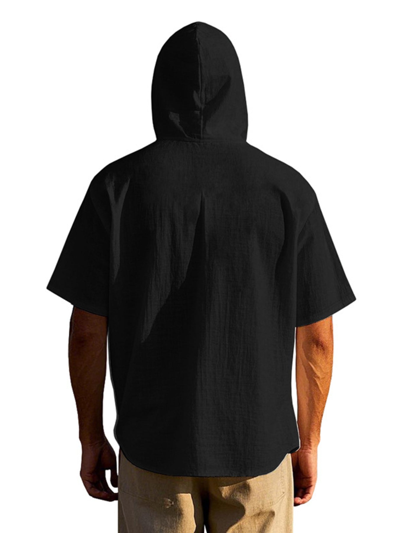 Men's Full Size Casual Hooded Short-Sleeve Shirt Plus Size