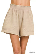 Zenana Washed Double Gauze Shorts