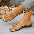 Rhinestone Strappy Flat Sandals