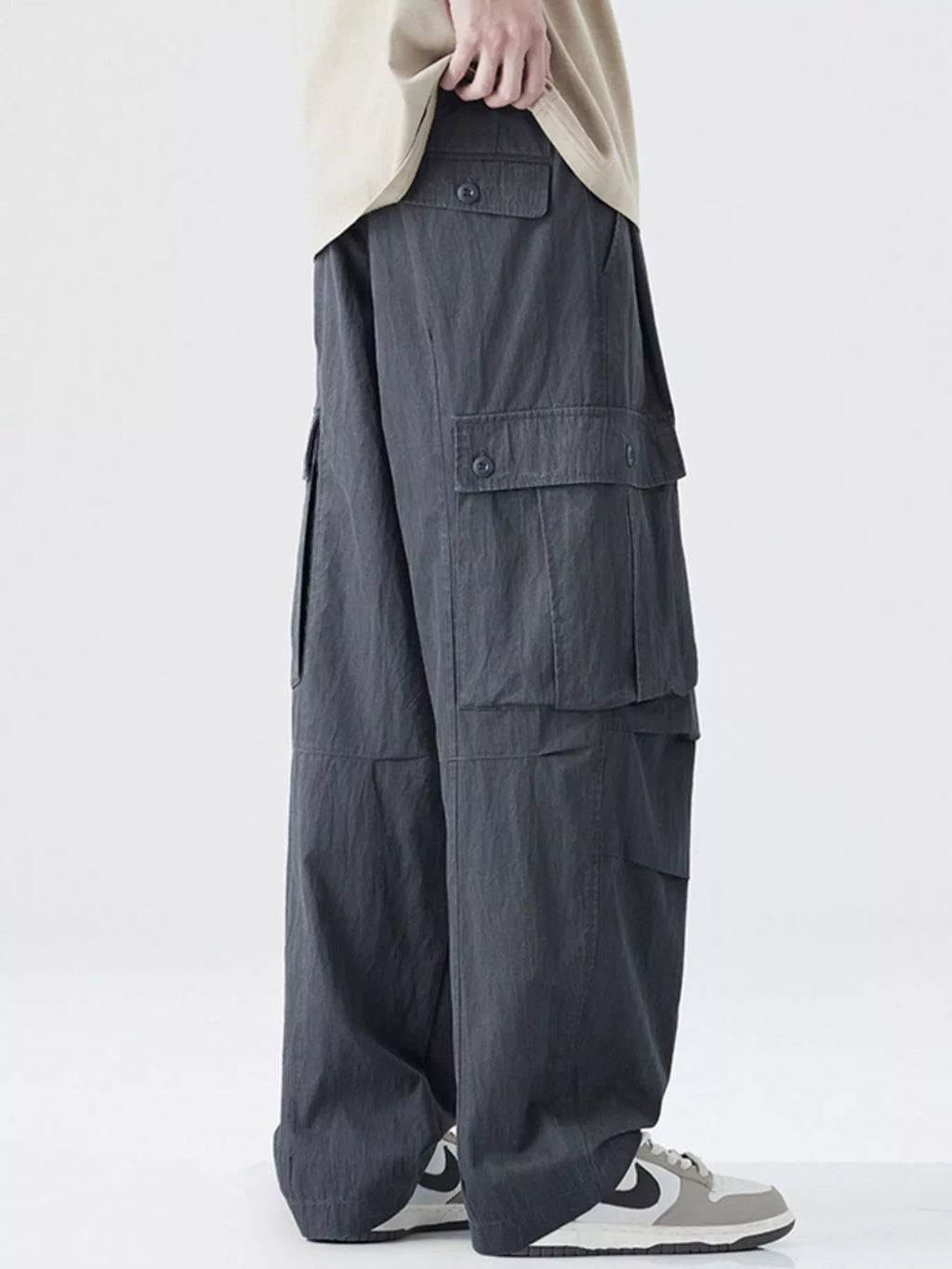 Men's Drawstring Wide Leg Cargo Pants