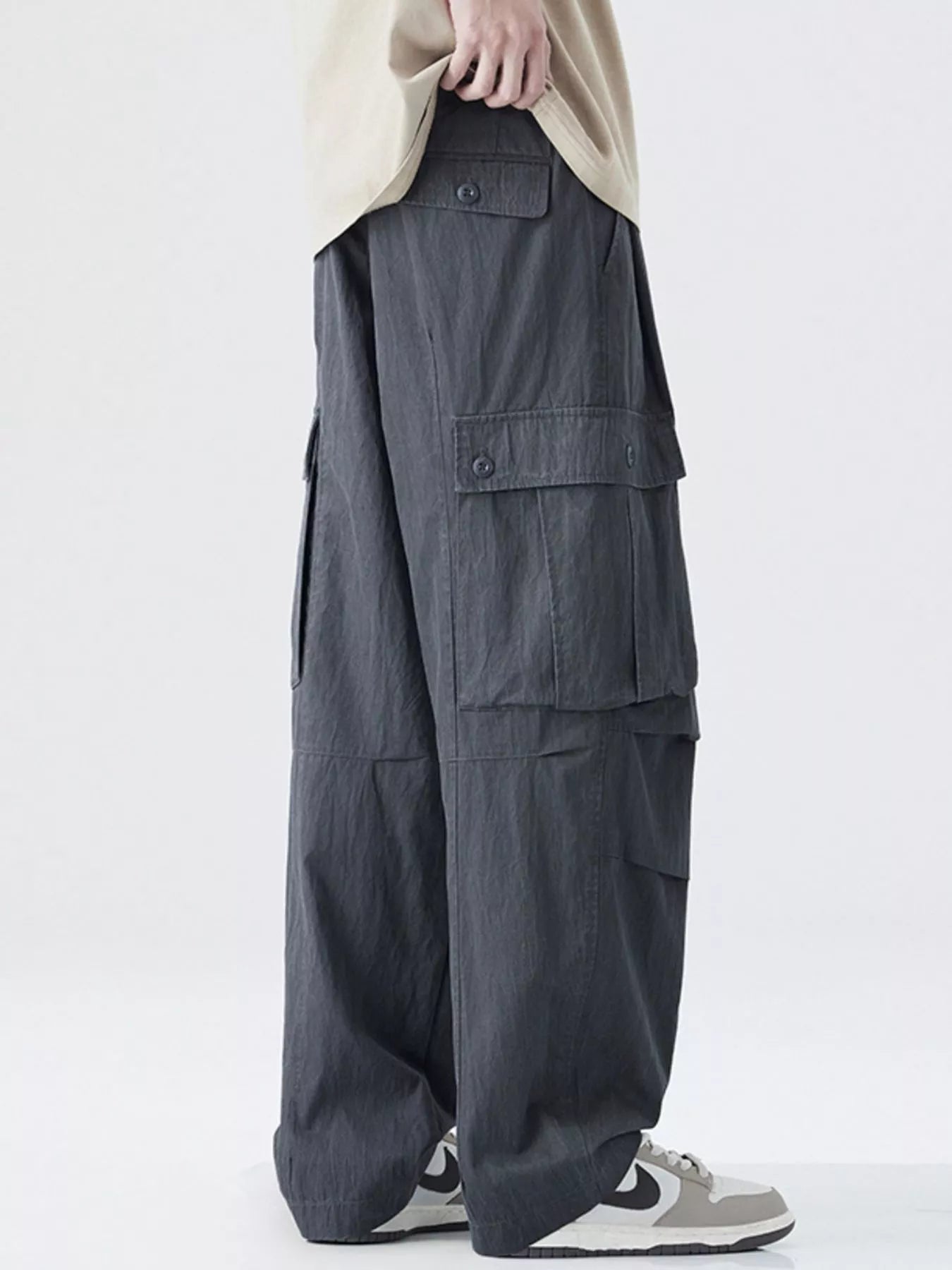 Men's Drawstring Wide Leg Cargo Pants