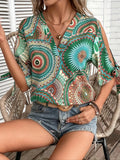 Printed V-Neck Half Sleeve Blouse