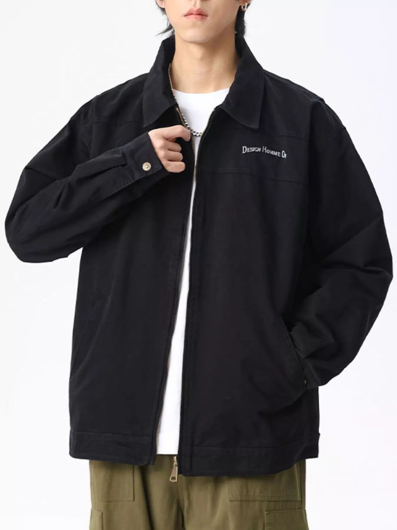 Men's Plus Size Casual Zip Up Jacket