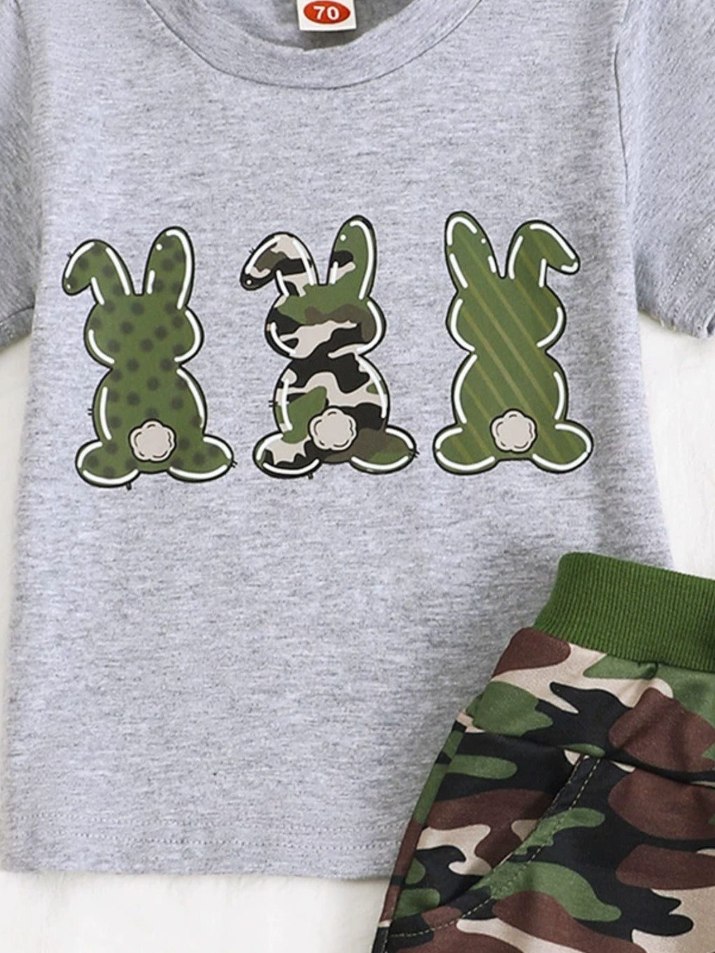 Children's Easter Bunny Camo Print T-Shirt & Shorts Set