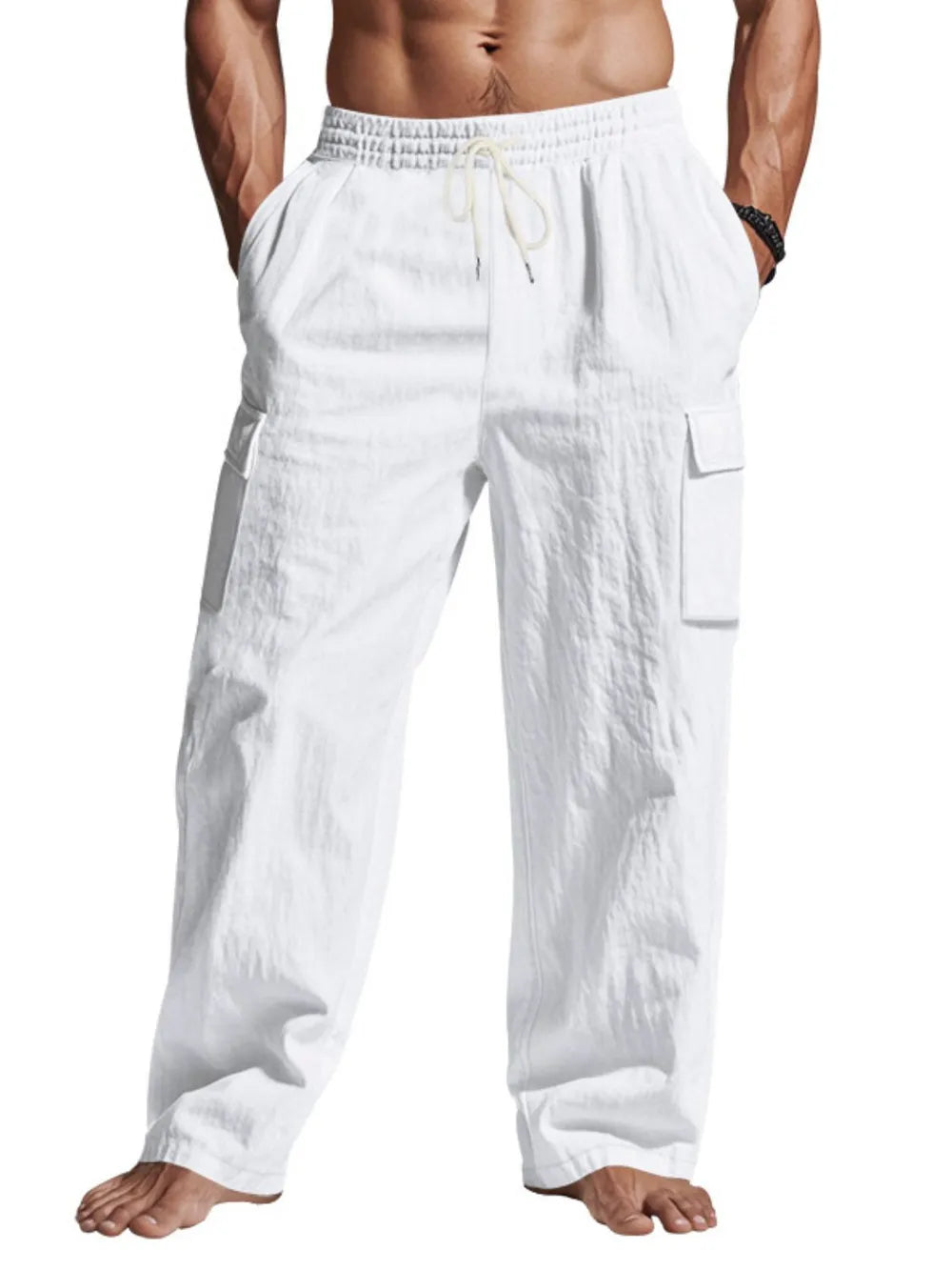 Men's Full Size Drawstring Pants with Pockets Plus Size