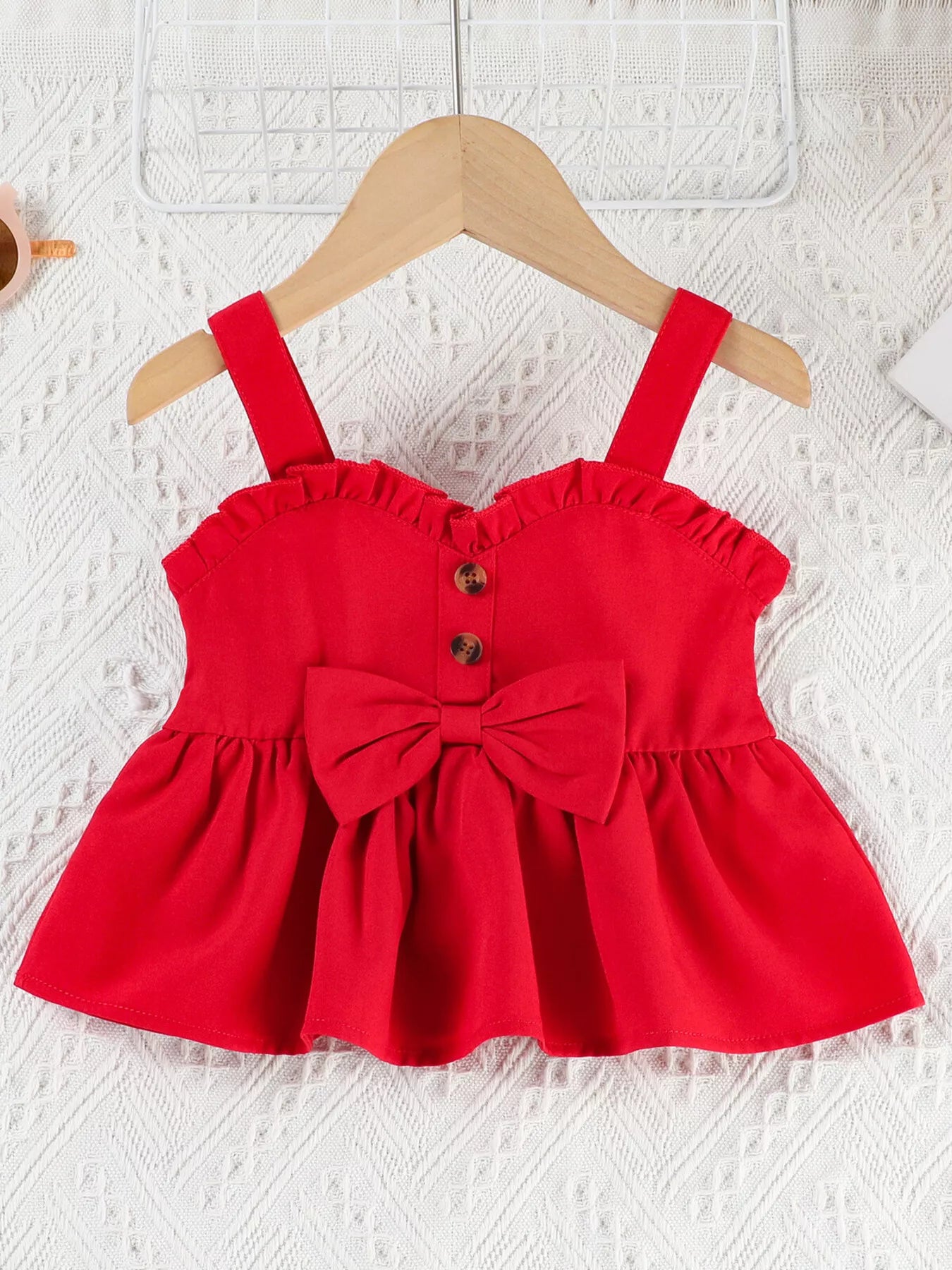 Children's Ruffle Trim Top & Denim Shorts Set