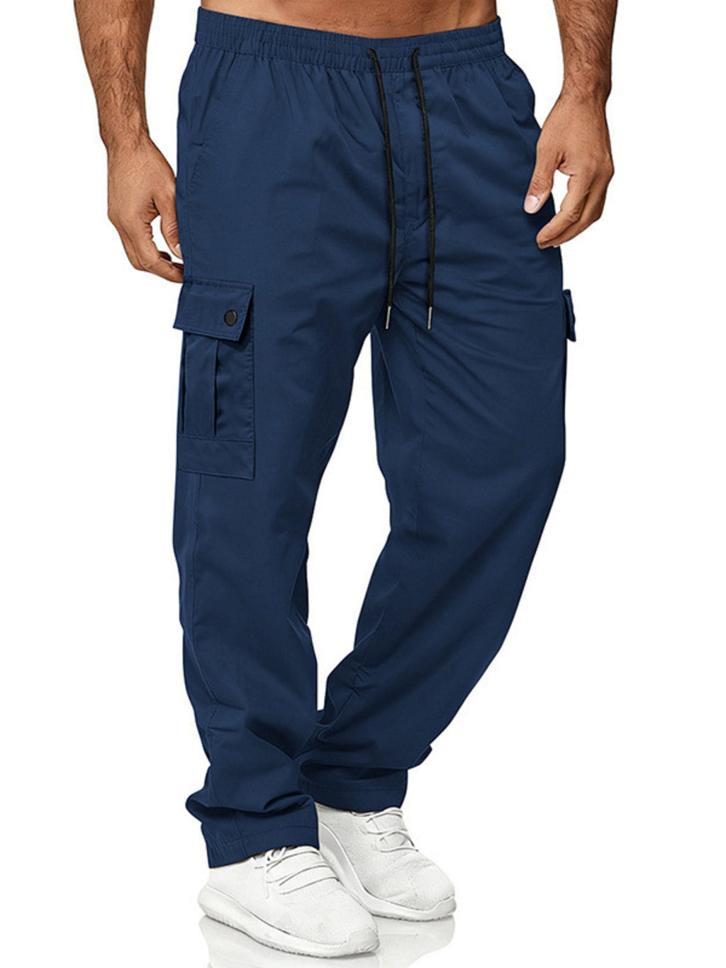 Men's Full Size Cargo Pants with Drawstring Waist Plus Size
