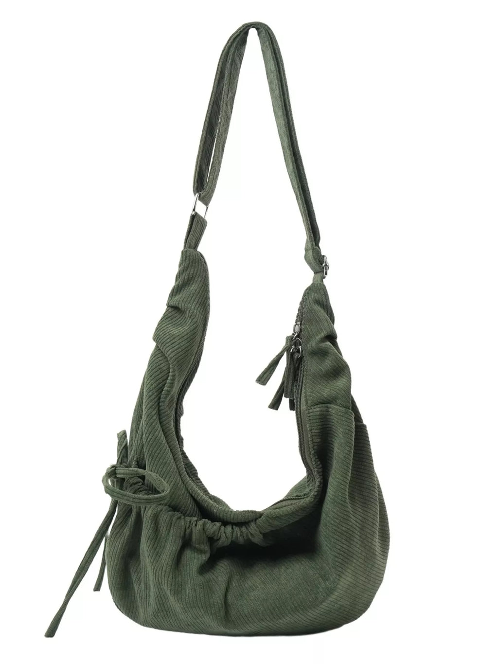 Corduroy Drawstring Crossbody Bag