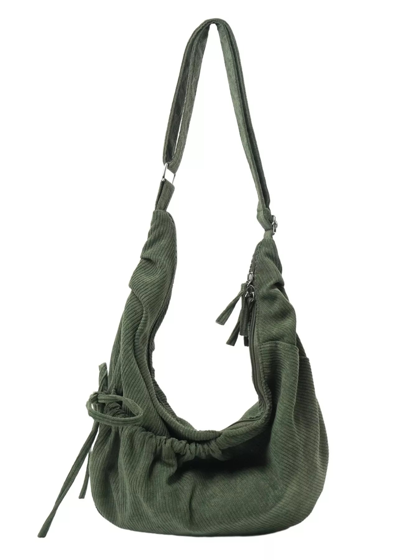 Corduroy Drawstring Crossbody Bag