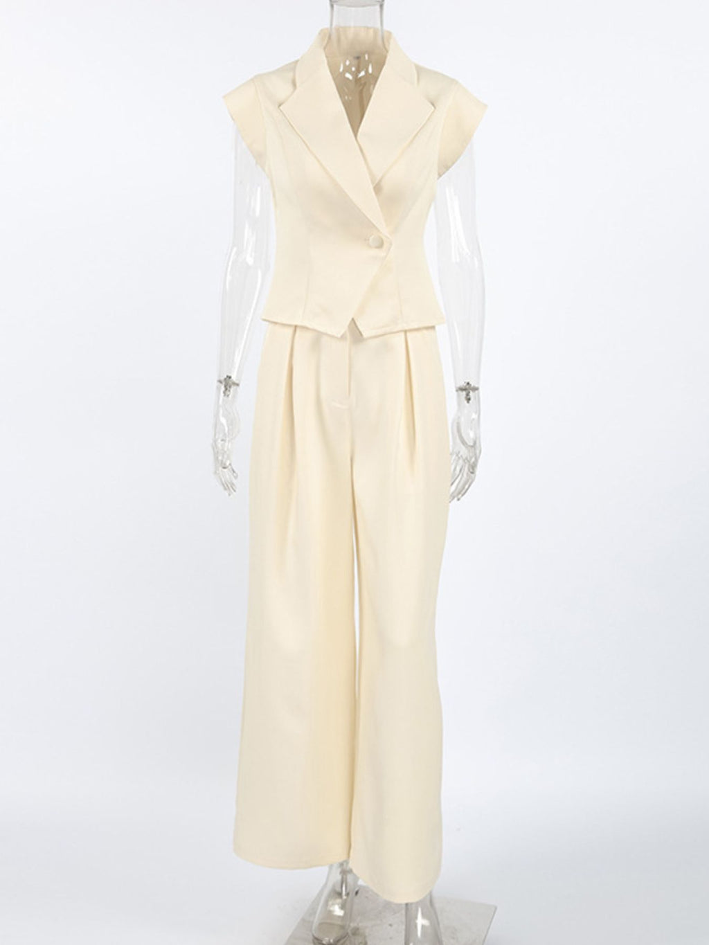 One Button Blazer & Wide Leg Pants Set
