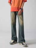 Men's Plus Size Vintage Wash Wide Leg Jeans