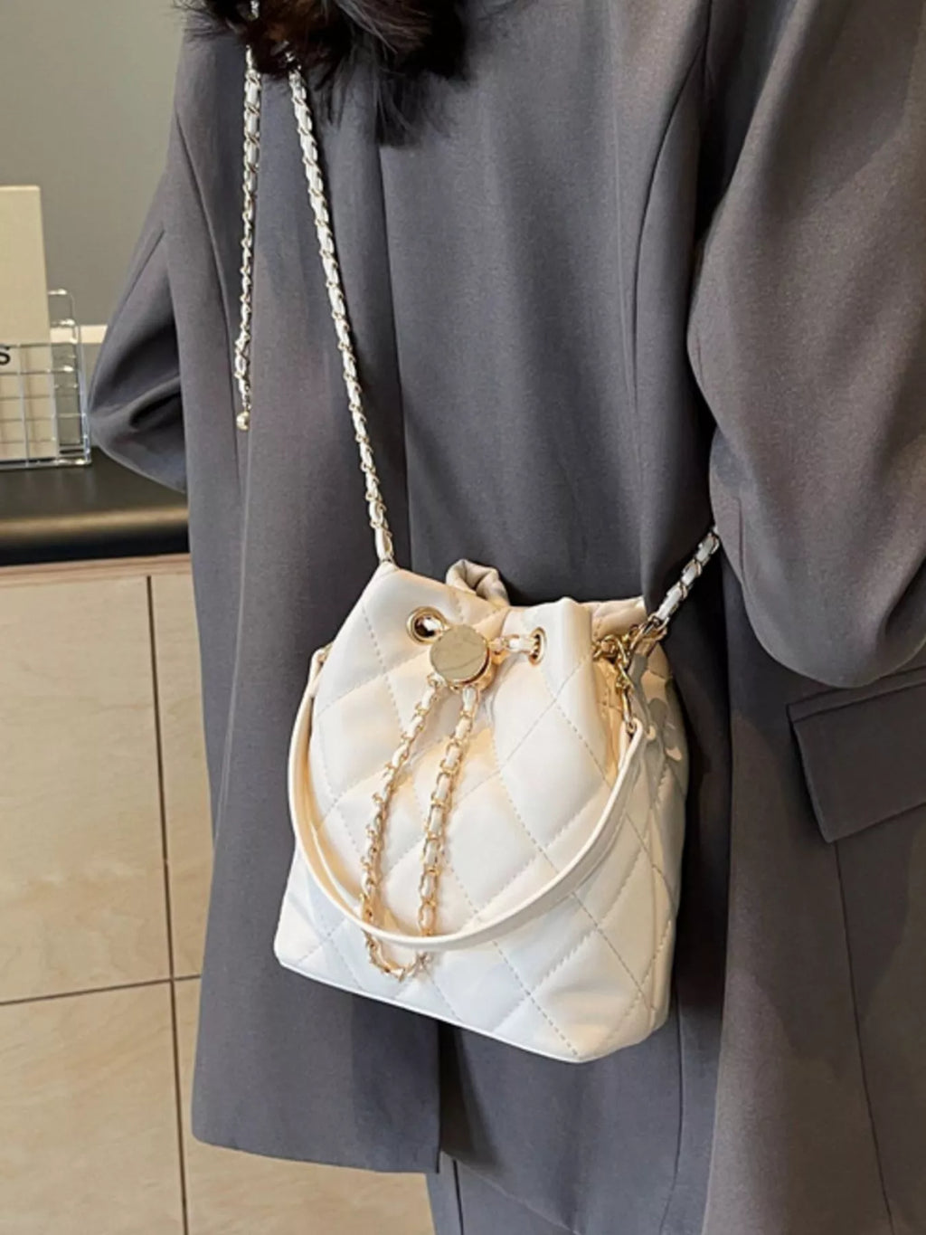 Bucket Crossbody Bag with Chain