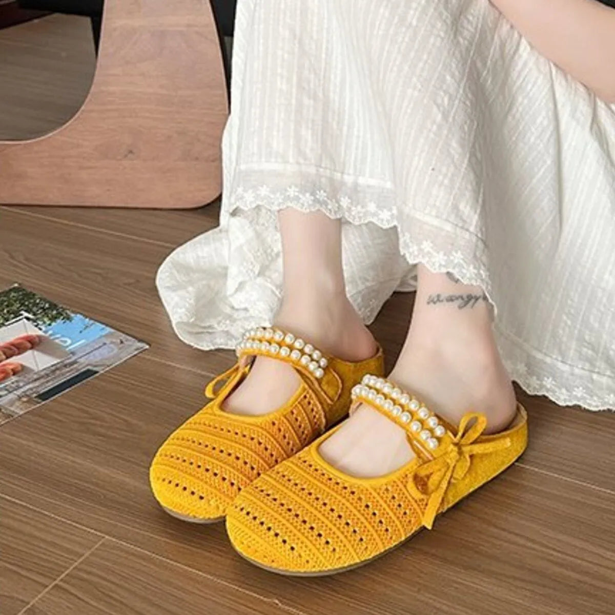 Hollow Out Round Toe Flat Slip-Ons