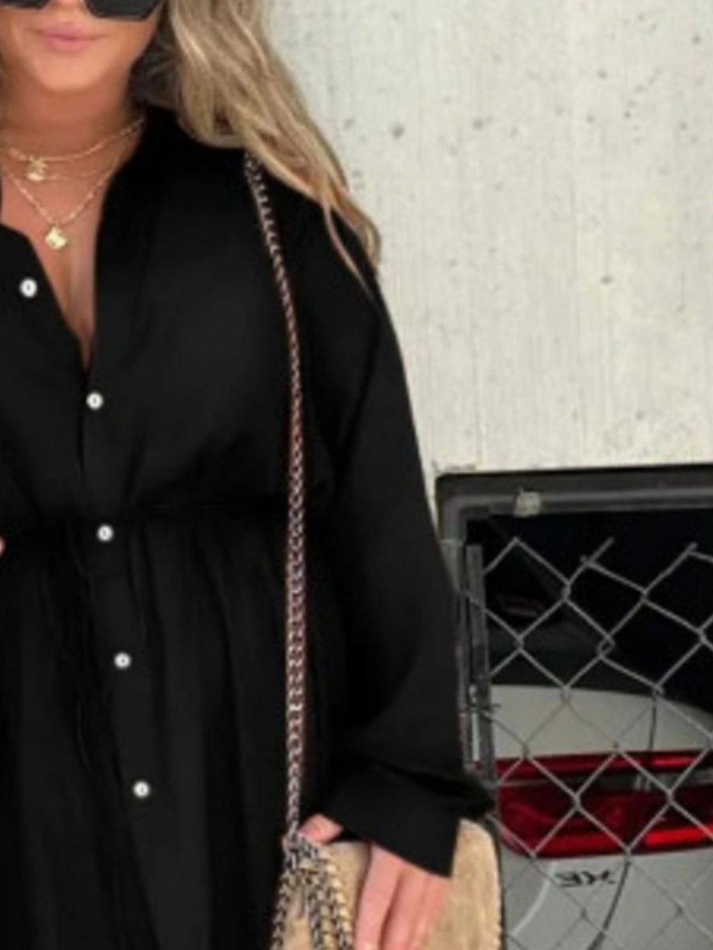 Full Size Button-Down Mini Shirt Dress Plus Size