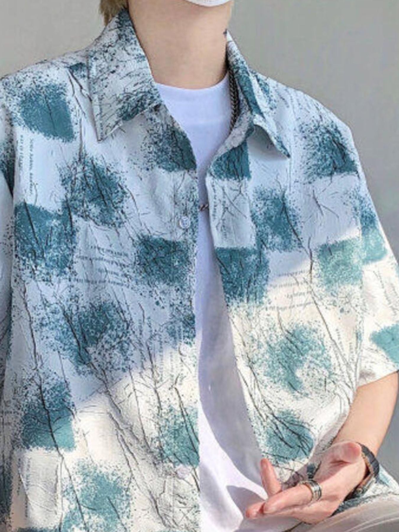 Men's Plus Size Abstract Pattern Short Sleeve Shirt