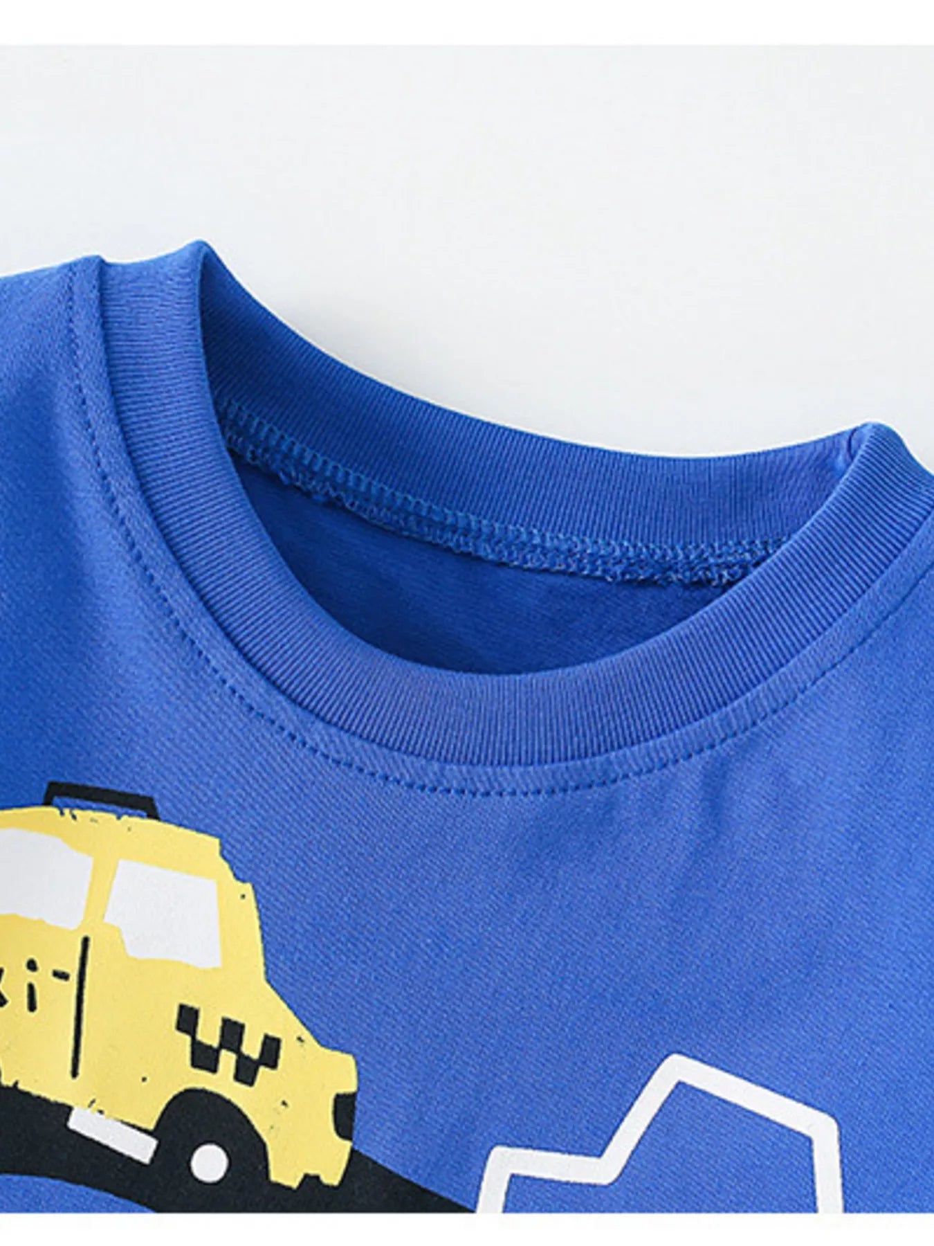 Children's Vehicle Print Crew Neck Short Sleeve T-Shirt
