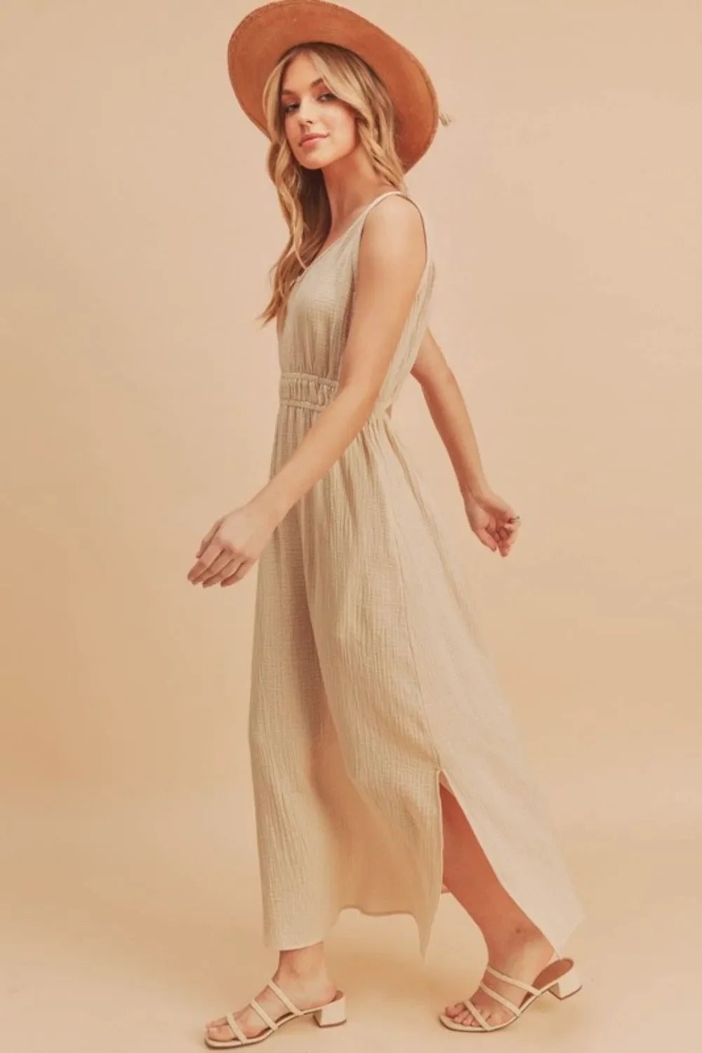 Aemi + Co Side Slit Round Neck Sleeveless Tank Dress