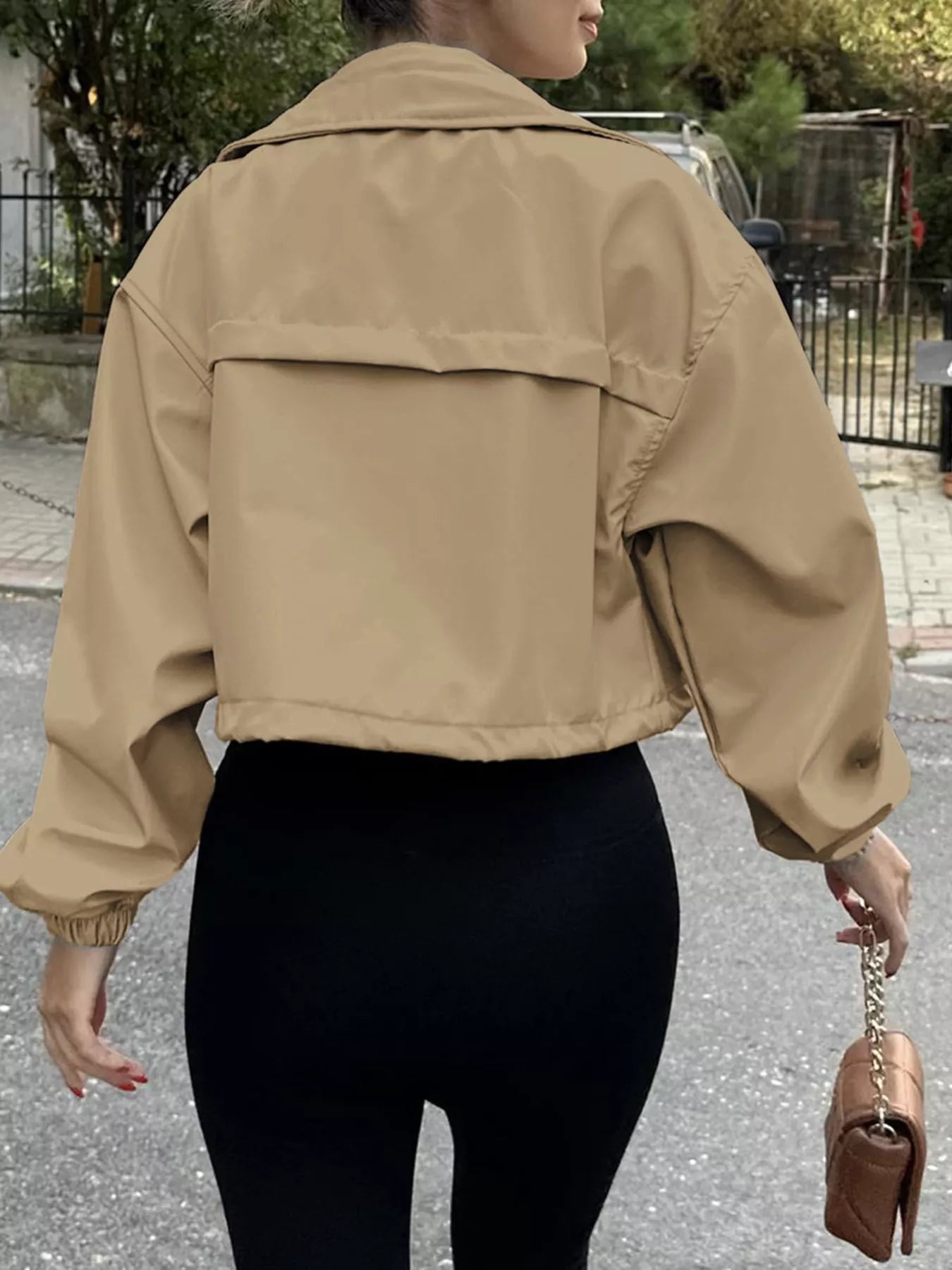 Drawstring Hem Zip Up Jacket